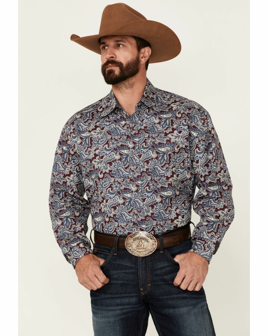 Shirt * | Stetson Men'S Resolute Paisley Print Long Sleeve Snap Western Shirt Multi