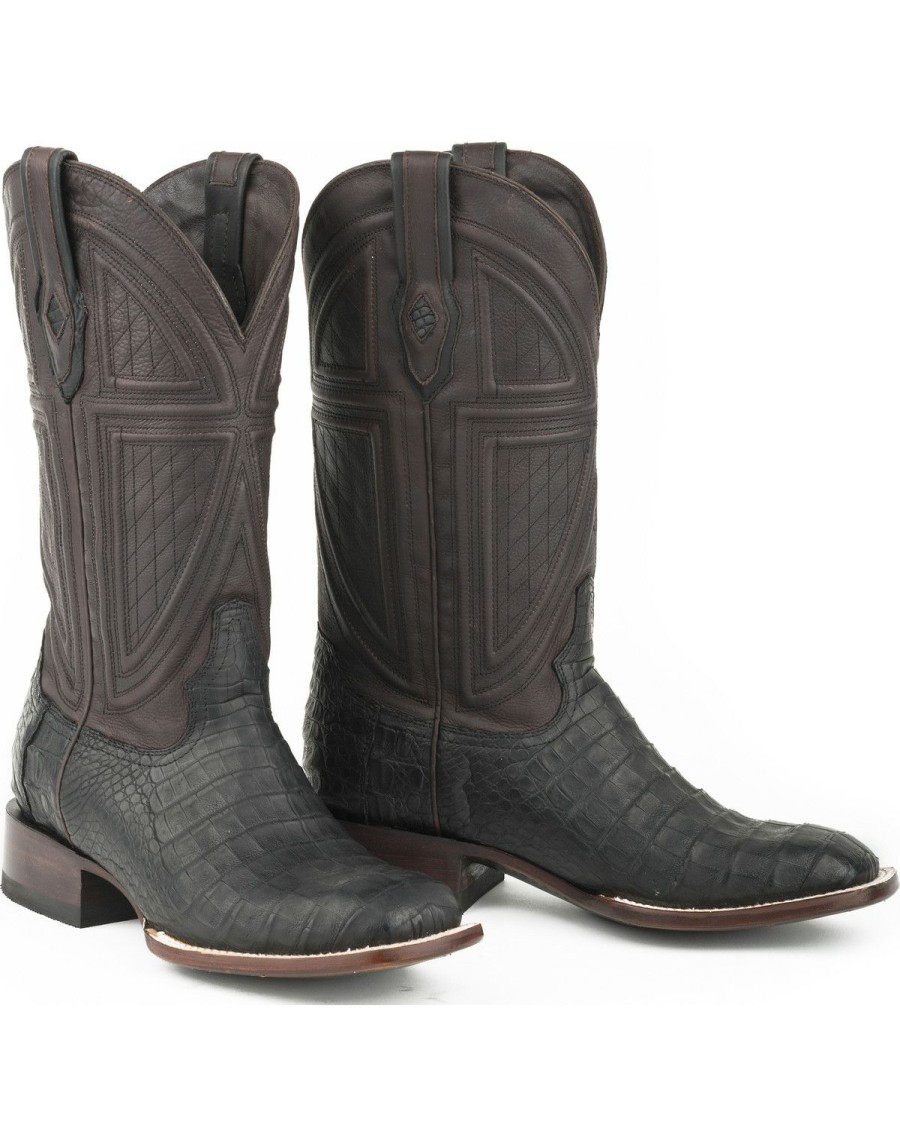 Boot * | Stetson Men'S Houston Caiman Exotic Boots Black