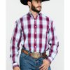 Shirt * | Stetson Men'S Spring Ombre Plaid Button Long Sleeve Western Shirt