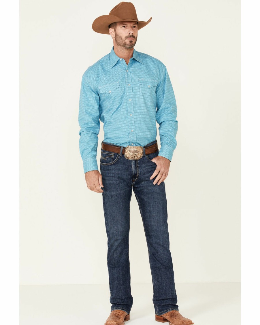 Shirt * | Stetson Men'S Cross Oval Geo Print Long Sleeve Snap Western Shirt