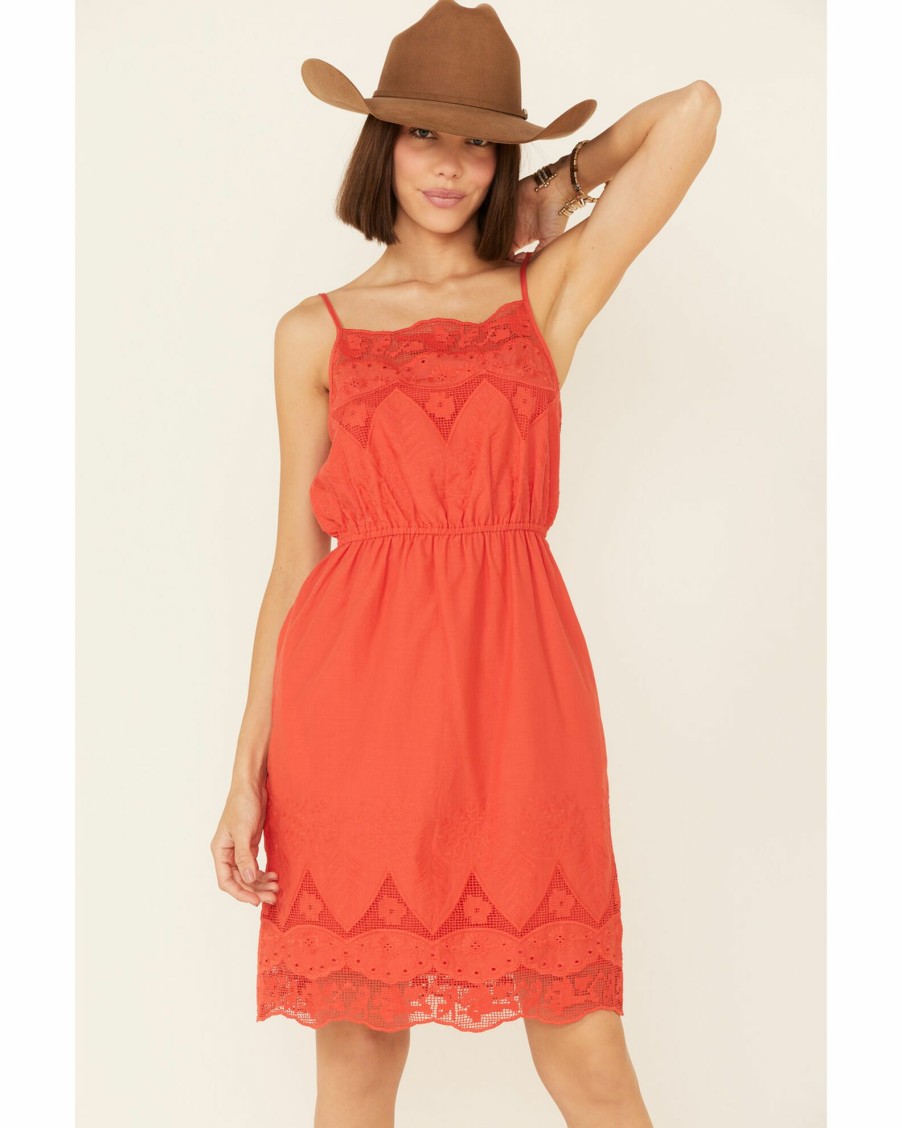 Dress * | Stetson Women'S Eyelet & Lace Dress Red