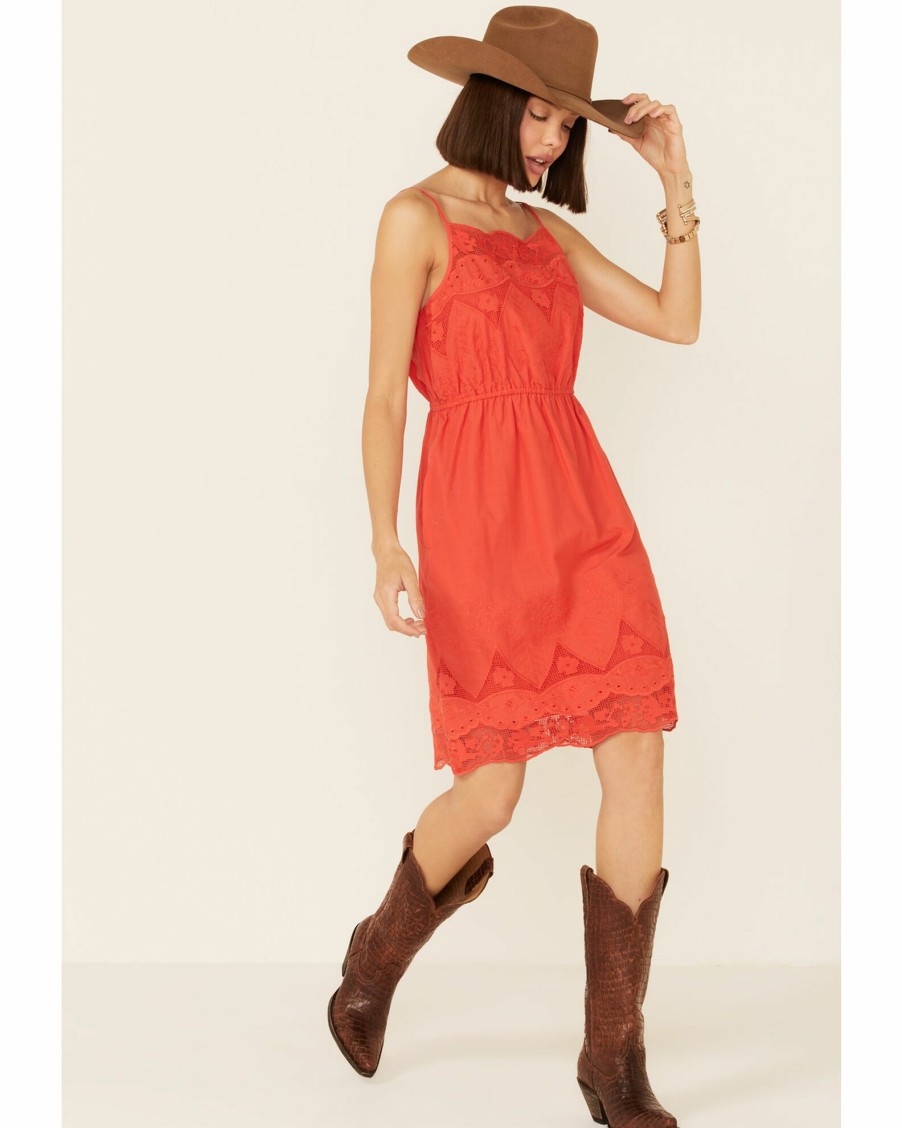 Dress * | Stetson Women'S Eyelet & Lace Dress Red