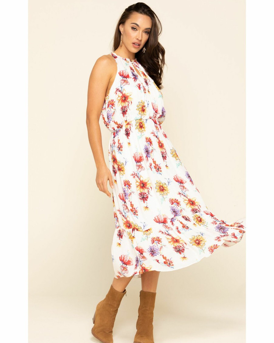 Dress * | Stetson Women'S Floral Prairie Dress White