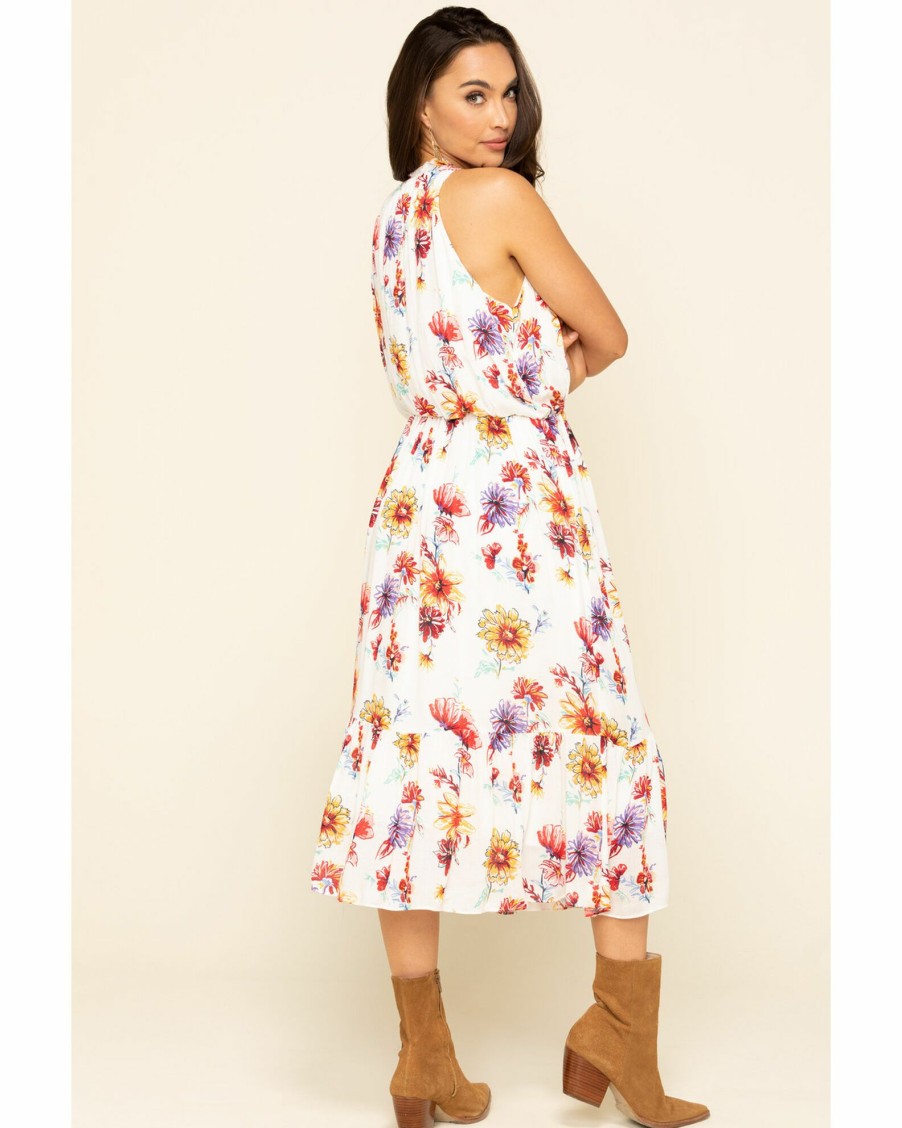 Dress * | Stetson Women'S Floral Prairie Dress White