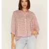 Shirt * | Stetson Women'S Cottage Floral Print Loose Fit Short Sleeve Blouse Red