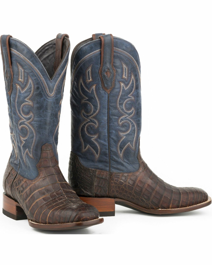 Boot * | Stetson Men'S Honey Caiman Belly Western Boots Square Toe Tan