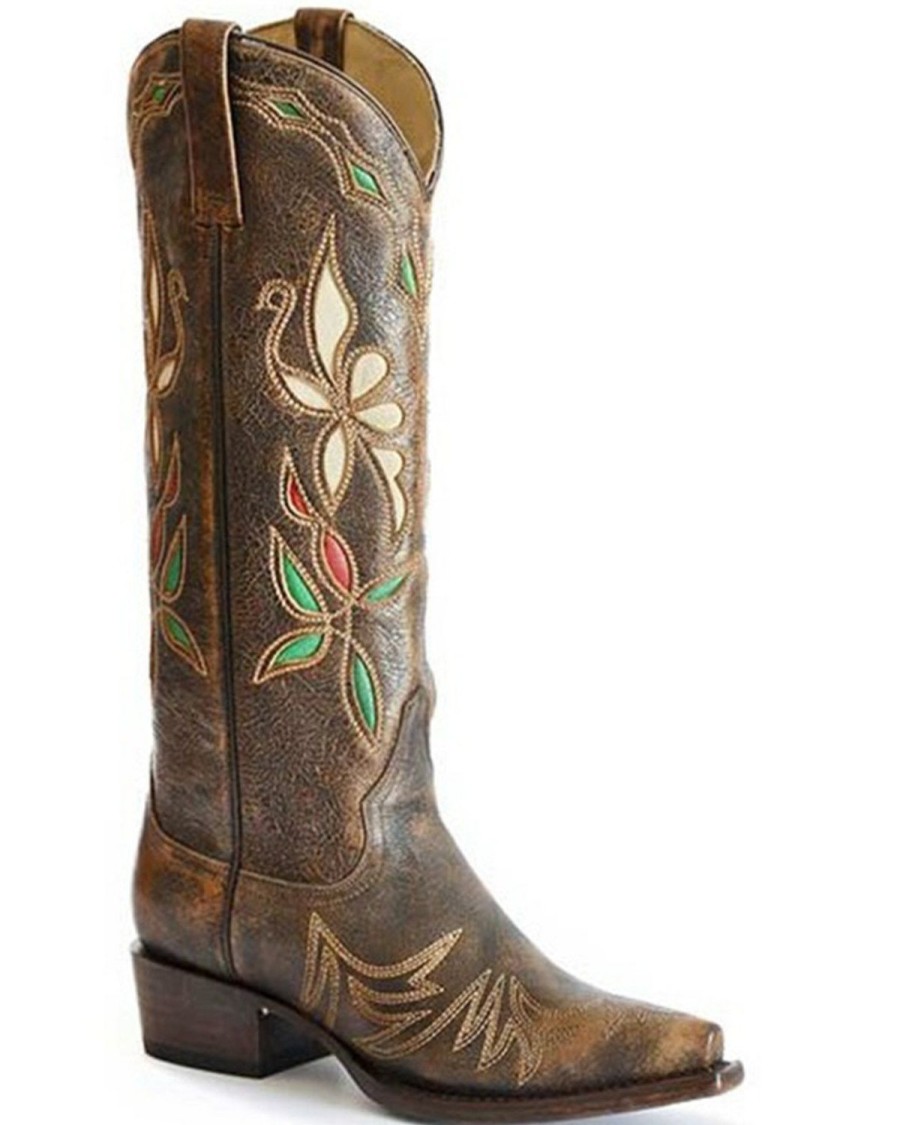 Boot * | Stetson Women'S Fleur Western Boots Snip Toe Brown