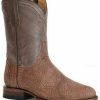 Boot * | Stetson Men'S Rancher Zip Oily Bison Vamp Western Roper Boots Round Toe