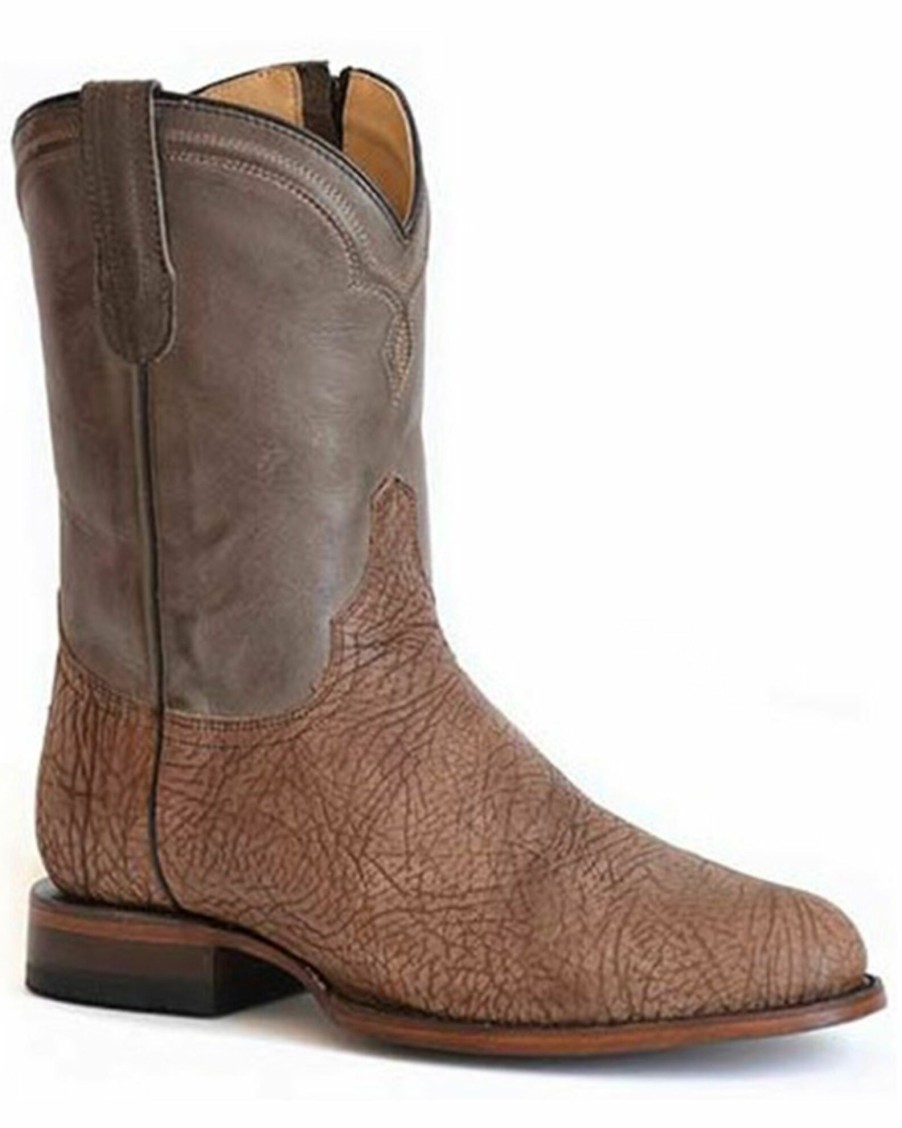 Boot * | Stetson Men'S Rancher Zip Oily Bison Vamp Western Roper Boots Round Toe