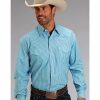 Shirt * | Stetson Men'S Striped Long Sleeve Western Shirt Blue