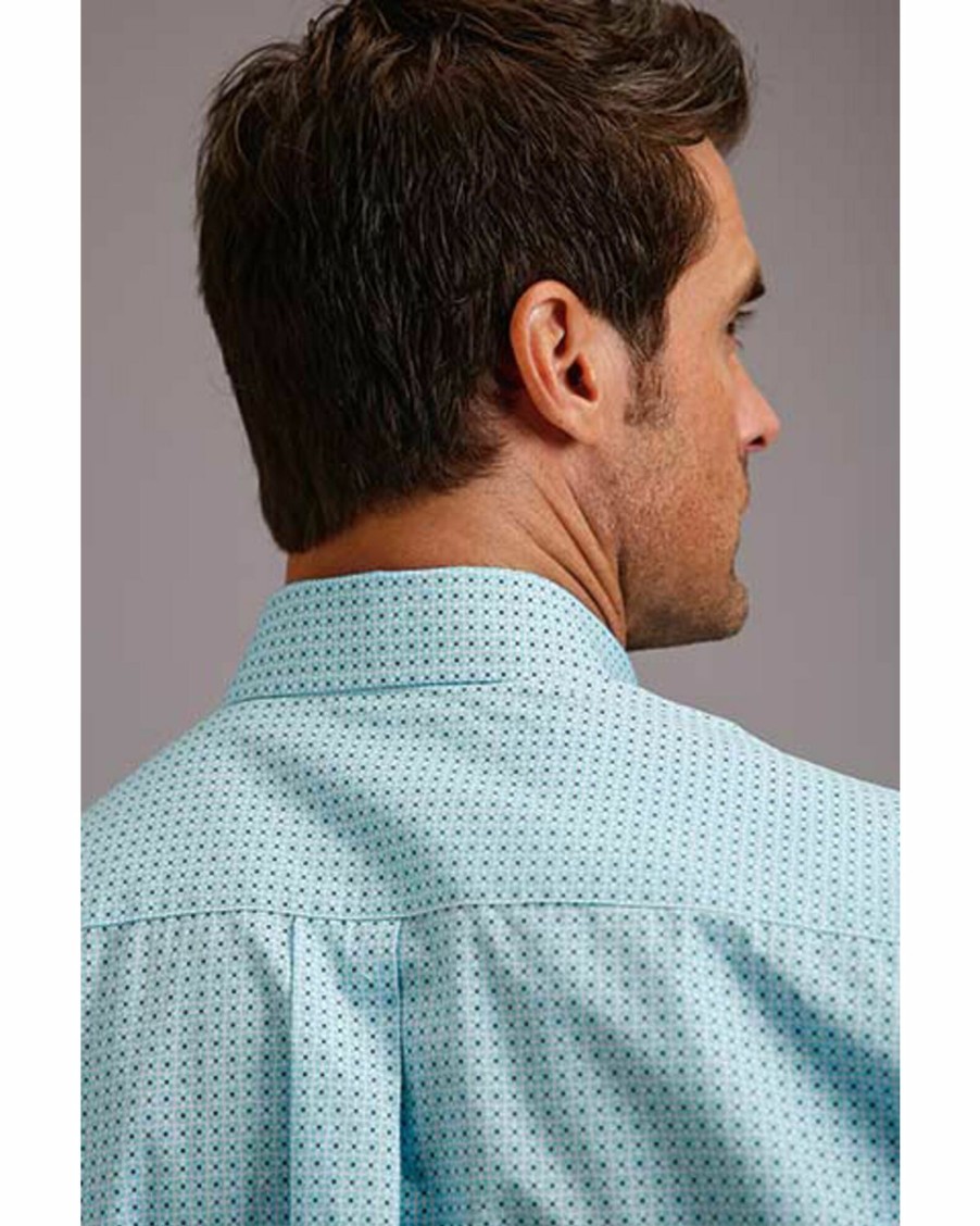 Shirt * | Stetson Men'S Lattice Geo Print Short Sleeve Western Shirt For Men'S Blue