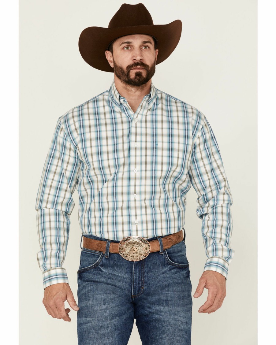 Shirt * | Stetson Men'S Vintage Plaid Long Sleeve Button-Down Western Shirt