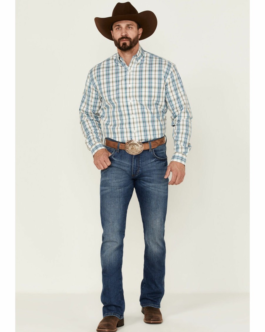 Shirt * | Stetson Men'S Vintage Plaid Long Sleeve Button-Down Western Shirt