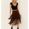 Skirt * | Stetson Women'S Fringe Suede Skirt Brown