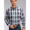 Shirt * | Stetson Men'S Plaid Long Sleeve Button Down Shirt Purple