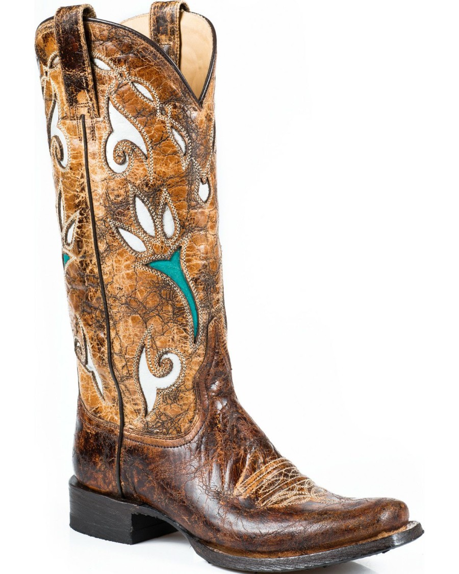 Boot * | Stetson Women'S Cowgirl Tulip Western Boots Brown