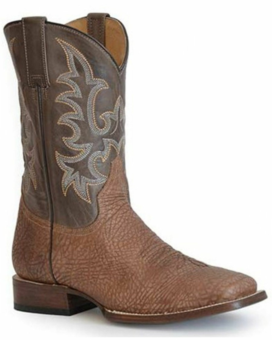 Boot * | Stetson Men'S Obadiah Oiled Bison Western Boots Wide Square Toe