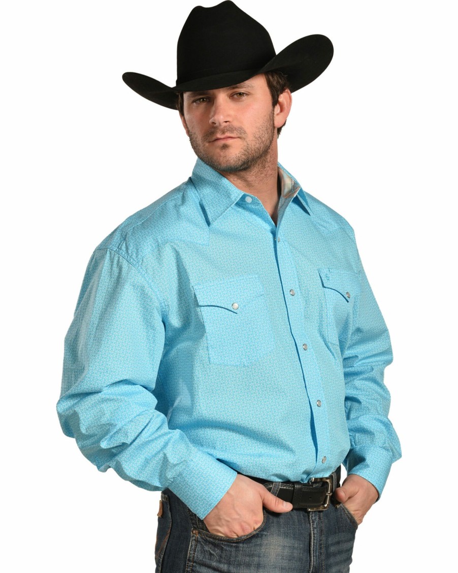 Shirt * | Stetson Men'S This And That Print Shirt Blue