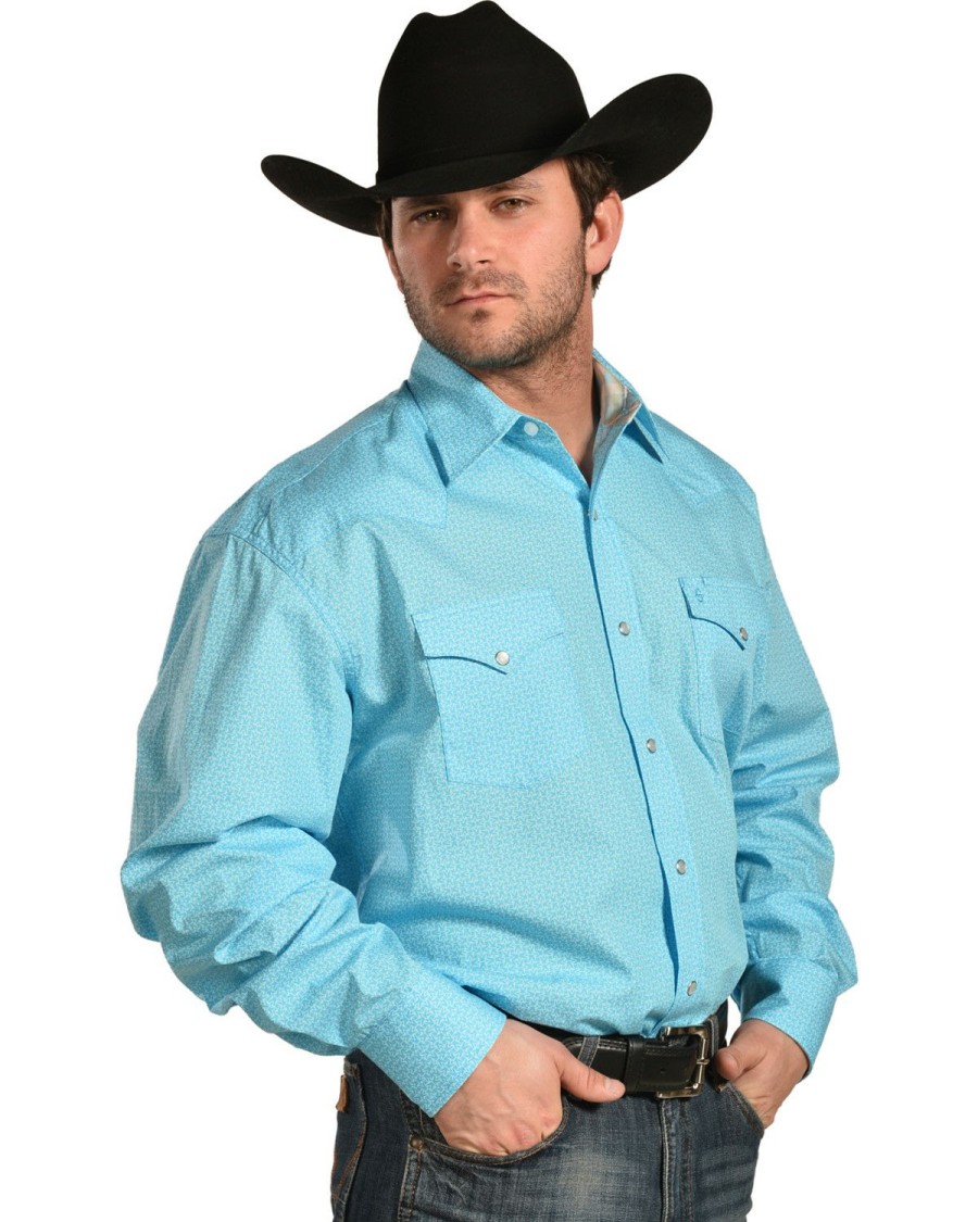 Shirt * | Stetson Men'S This And That Print Shirt Blue