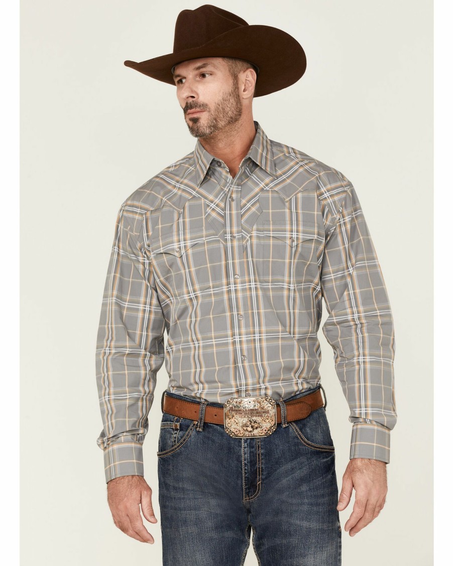 Shirt * | Stetson Men'S Smoke Plaid Long Sleeve Snap Western Shirt