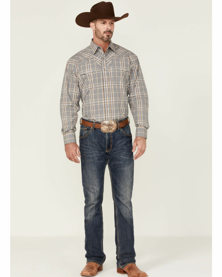 Shirt * | Stetson Men'S Smoke Plaid Long Sleeve Snap Western Shirt