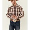 Shirt * | Stetson Men'S Sandy Ombre Plaid Long Sleeve Snap Western Shirt Red