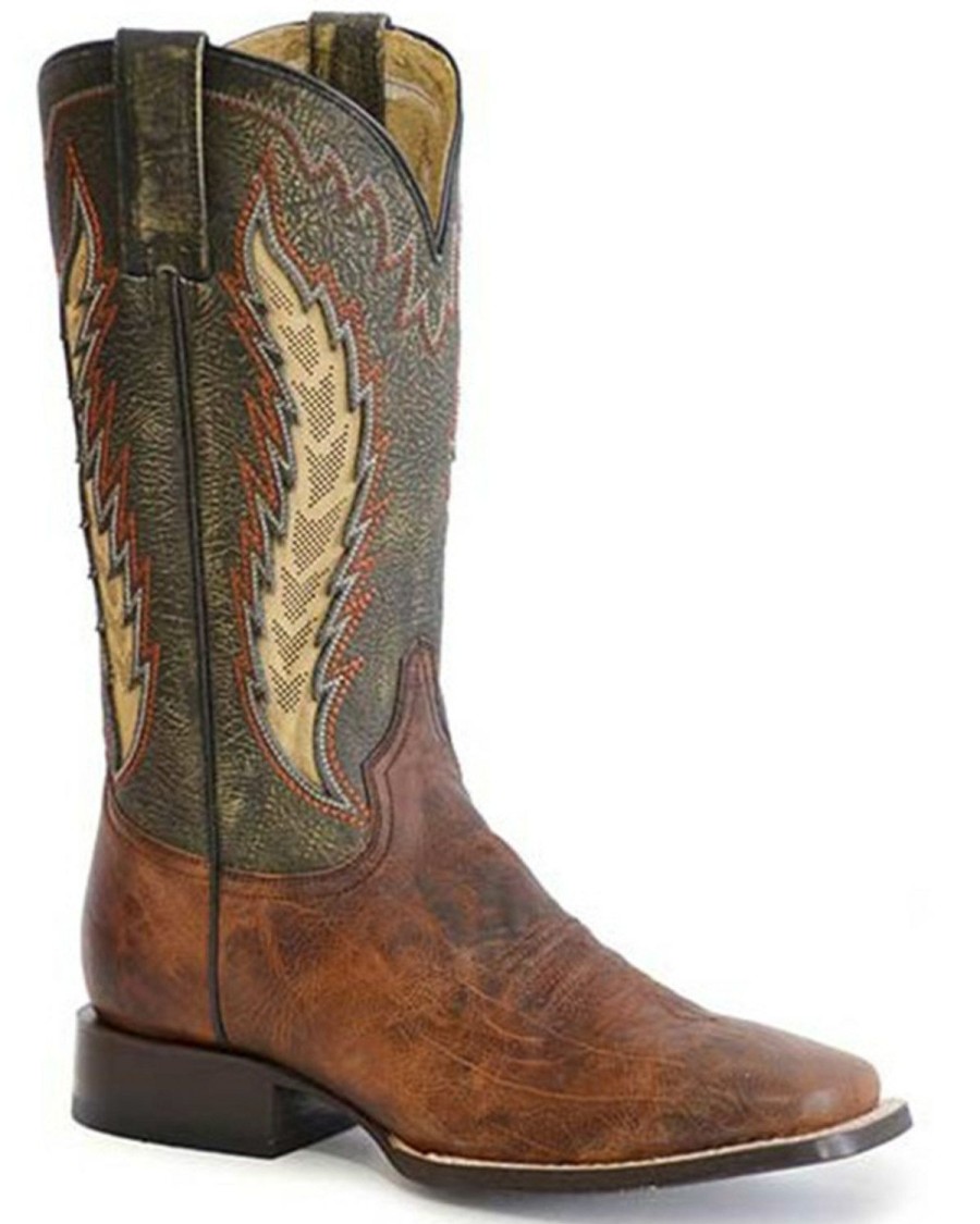 Boot * | Stetson Men'S Airflow Sanded Shaft Handcrafted Western Boots Wide Square Toe Tan